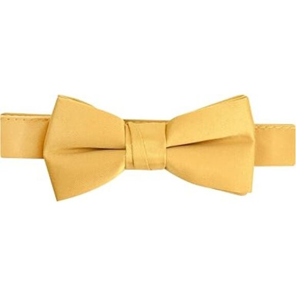 HOLD'EM Bow Tie Boys and Baby Satin Solid Color Adjustable Pre-tied - Tan - Picture 1 of 7